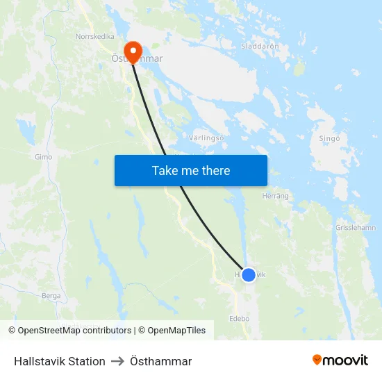 Hallstavik Station to Östhammar map