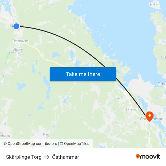Skärplinge Torg to Östhammar map