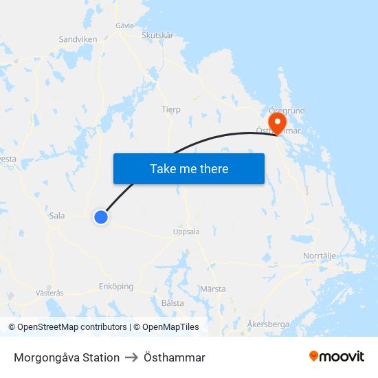Morgongåva Station to Östhammar map