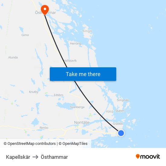 Kapellskär to Östhammar map