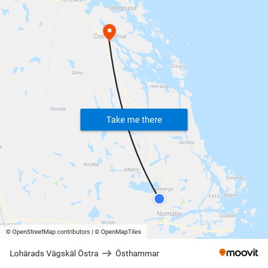 Lohärads Vägskäl Östra to Östhammar map