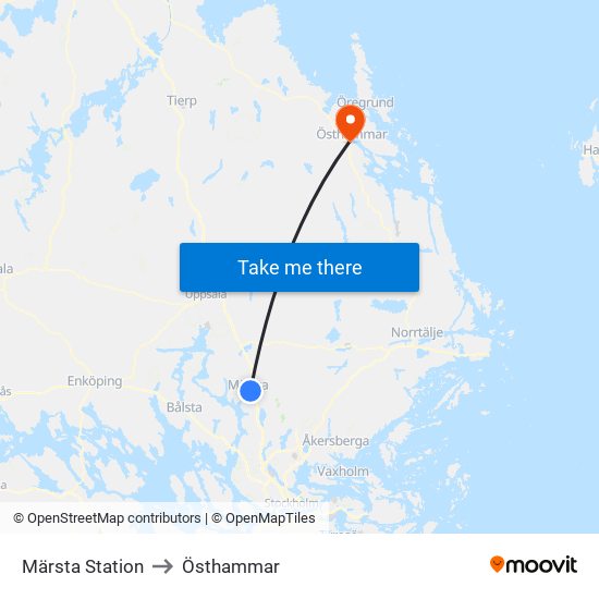 Märsta Station to Östhammar map