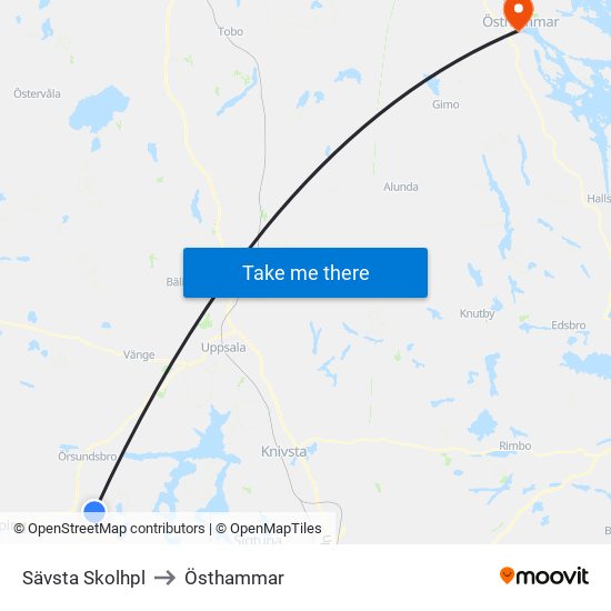 Sävsta Skolhpl to Östhammar map