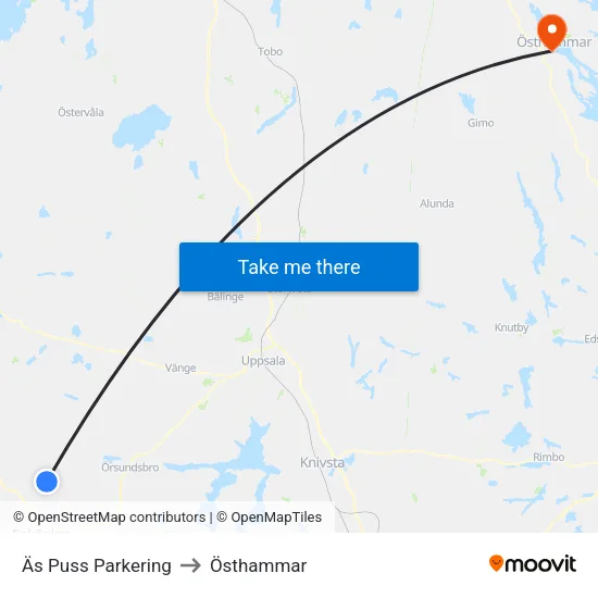 Äs Puss Parkering to Östhammar map