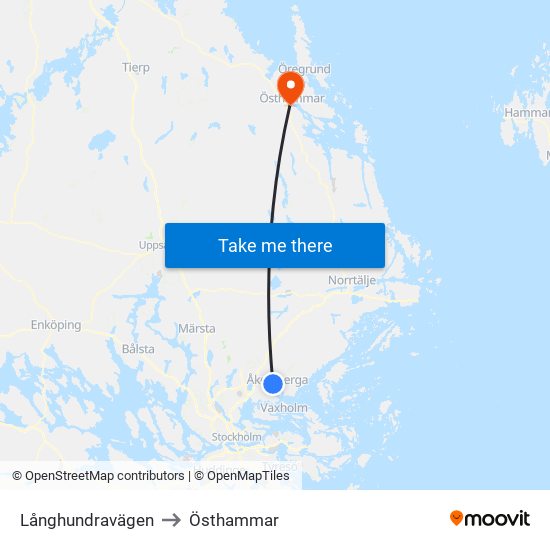 Långhundravägen to Östhammar map