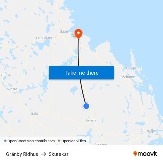 Gränby Ridhus to Skutskär map