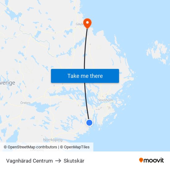 Vagnhärad Centrum to Skutskär map