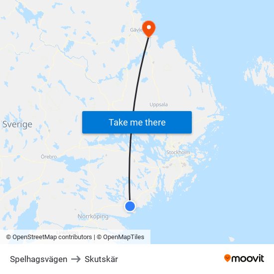 Spelhagsvägen to Skutskär map