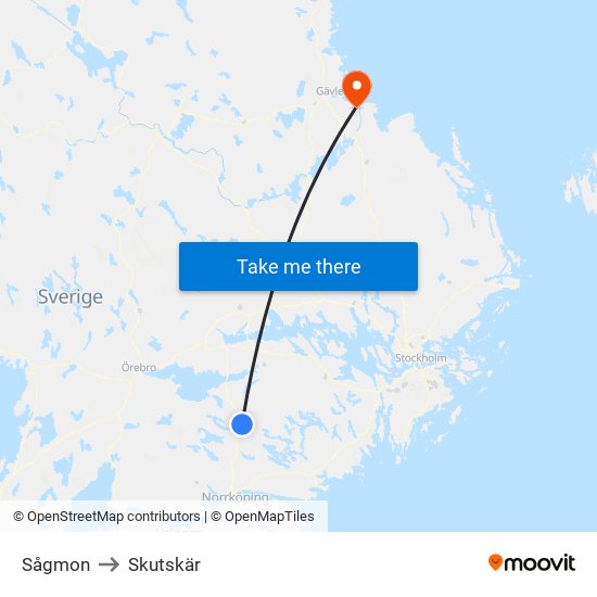 Sågmon to Skutskär map