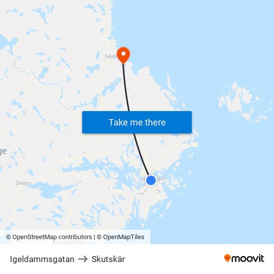 Igeldammsgatan to Skutskär map