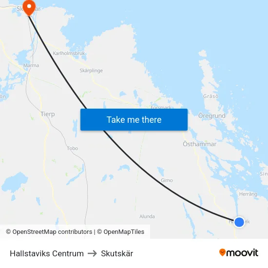 Hallstaviks Centrum to Skutskär map