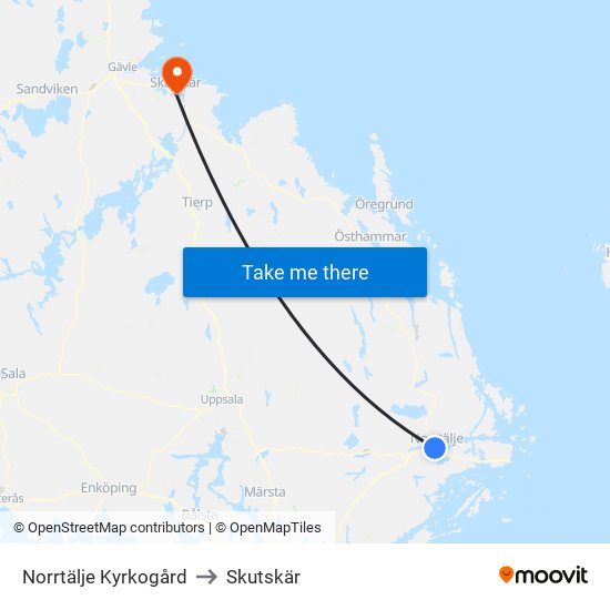 Norrtälje Kyrkogård to Skutskär map