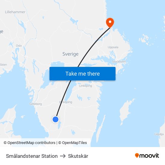 Smålandstenar Station to Skutskär map