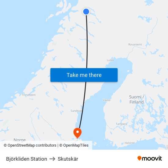 Björkliden Station to Skutskär map