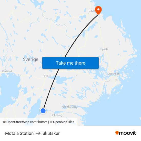 Motala Station to Skutskär map