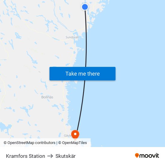 Kramfors Station to Skutskär map