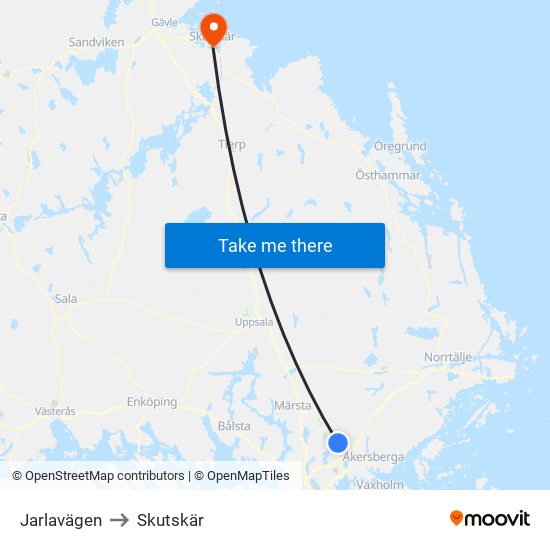 Jarlavägen to Skutskär map