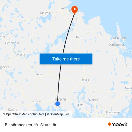 Blåbärsbacken to Skutskär map