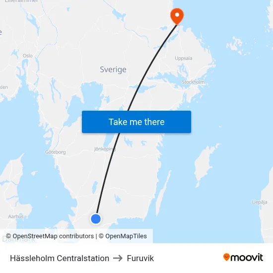 Hässleholm Centralstation to Furuvik map