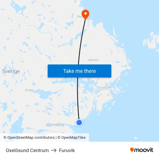 Oxelösund Centrum to Furuvik map