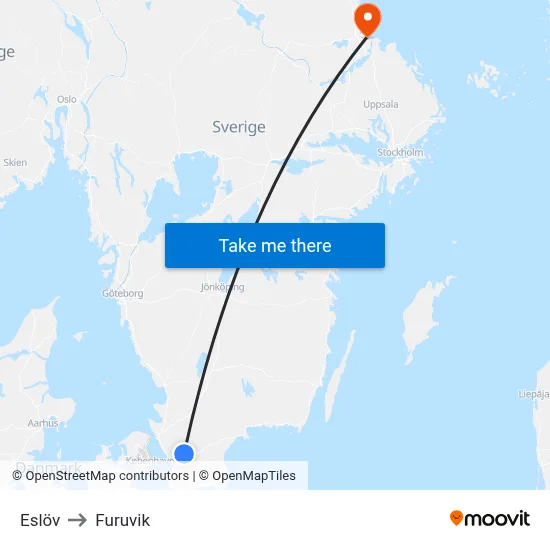 Eslöv to Furuvik map