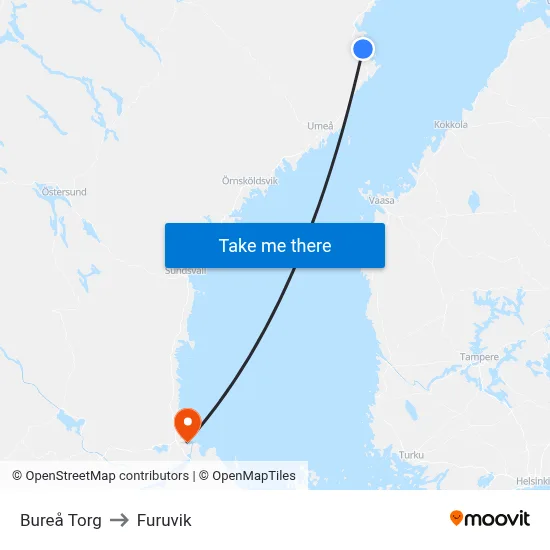 Bureå Torg to Furuvik map