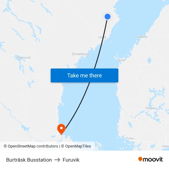 Burträsk Busstation to Furuvik map