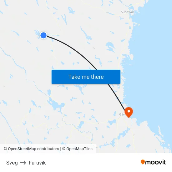 Sveg to Furuvik map