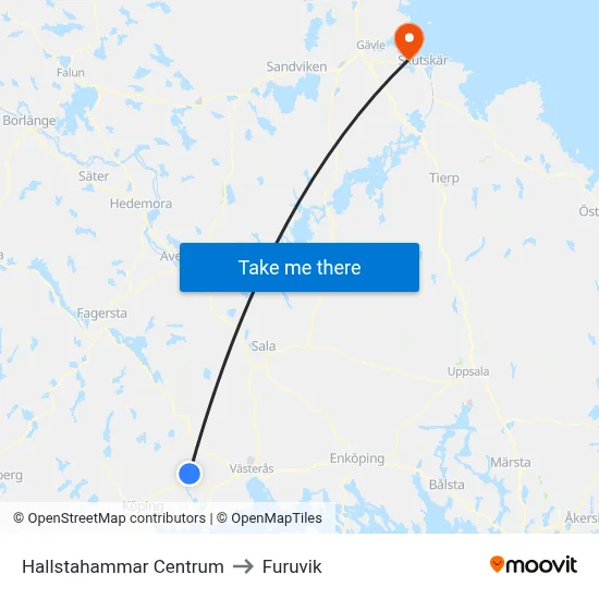 Hallstahammar Centrum to Furuvik map