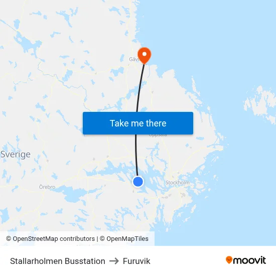 Stallarholmen Busstation to Furuvik map
