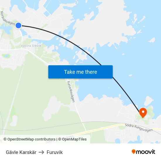 Gävle Karskär to Furuvik map