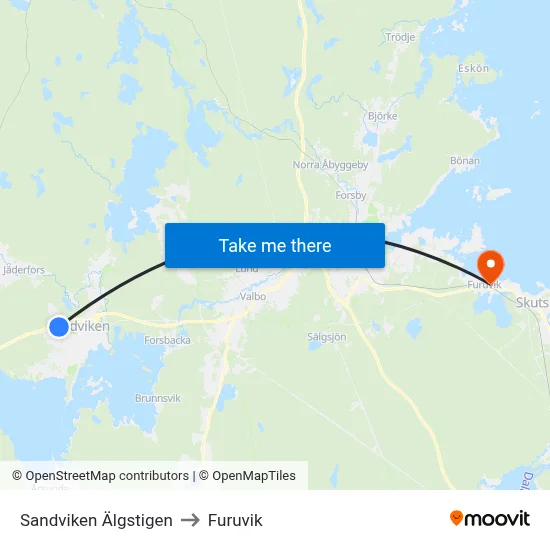 Sandviken Älgstigen to Furuvik map