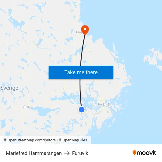 Mariefred Hammarängen to Furuvik map