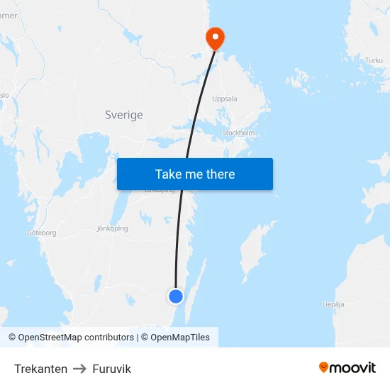 Trekanten to Furuvik map
