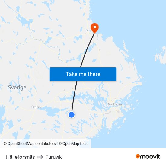 Hälleforsnäs to Furuvik map