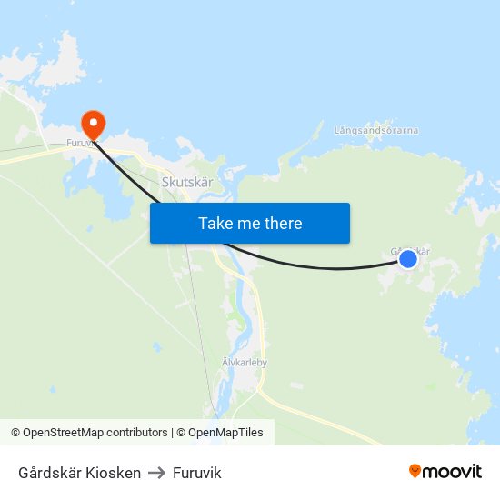 Gårdskär Kiosken to Furuvik map