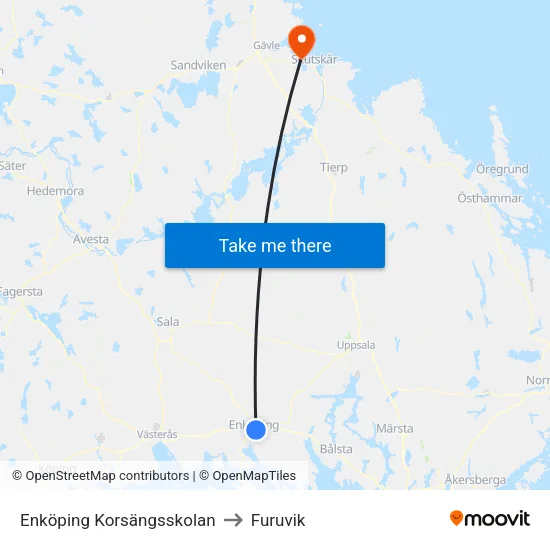 Enköping Korsängsskolan to Furuvik map