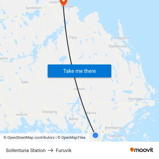 Sollentuna Station to Furuvik map