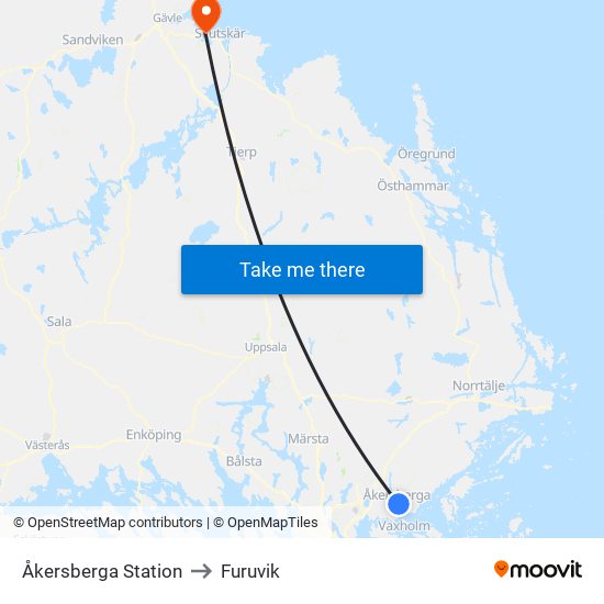 Åkersberga Station to Furuvik map