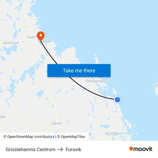 Grisslehamns Centrum to Furuvik map