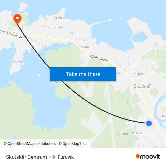 Skutskär Centrum to Furuvik map