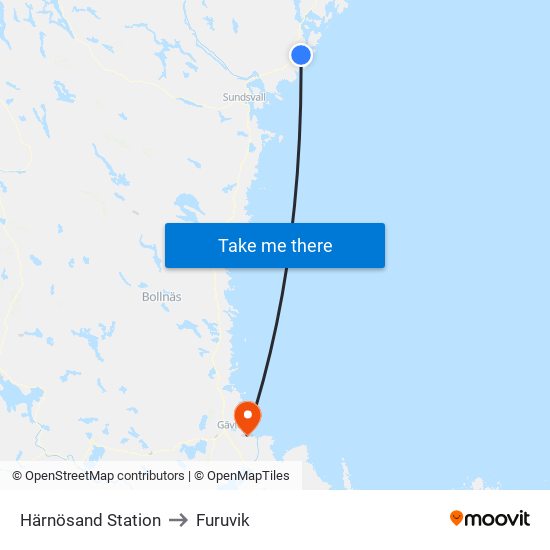 Härnösand Station to Furuvik map