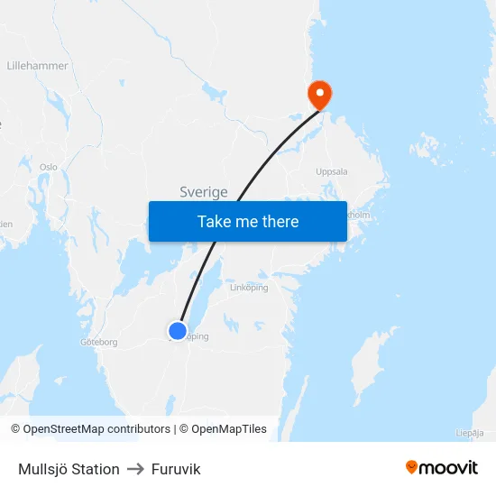 Mullsjö Station to Furuvik map