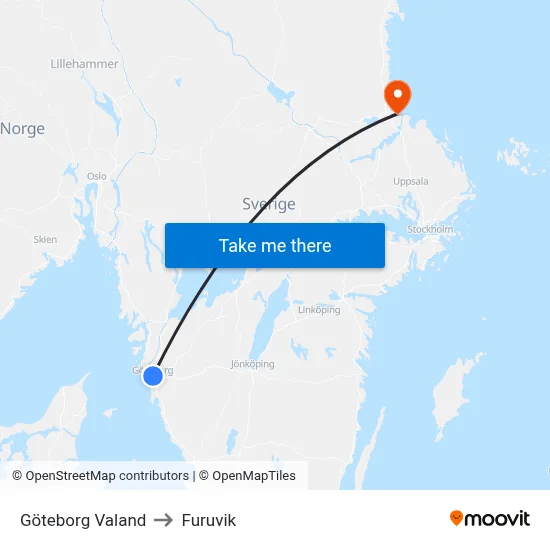 Göteborg Valand to Furuvik map