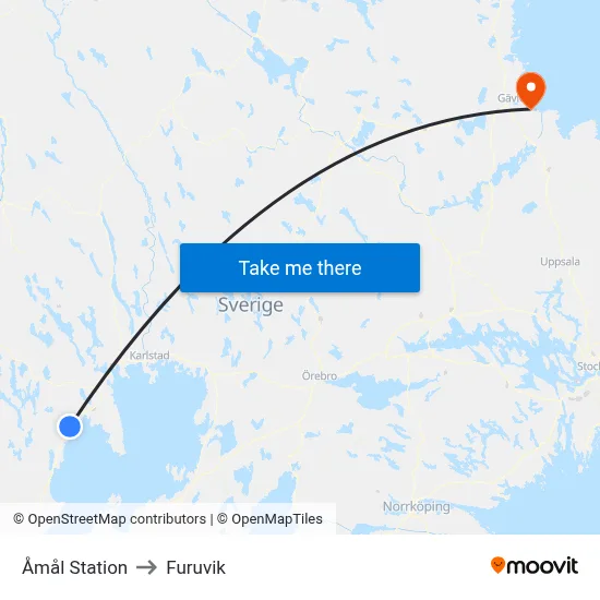 Åmål Station to Furuvik map