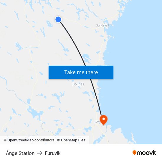 Ånge Station to Furuvik map