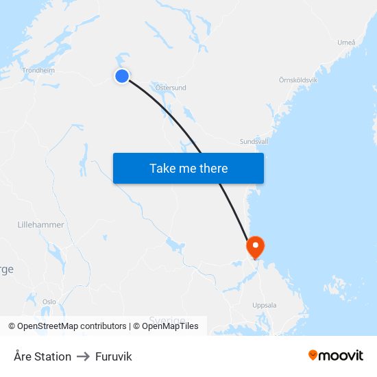 Åre Station to Furuvik map