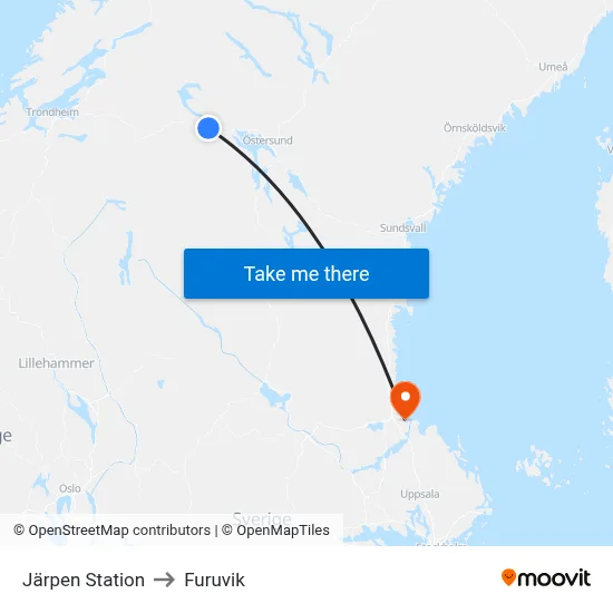 Järpen Station to Furuvik map