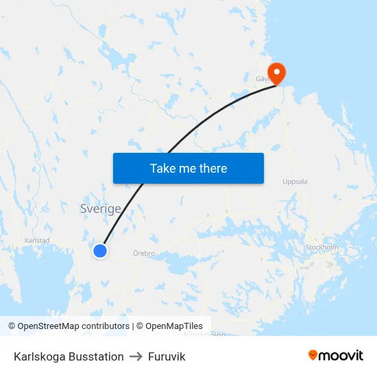 Karlskoga Busstation to Furuvik map