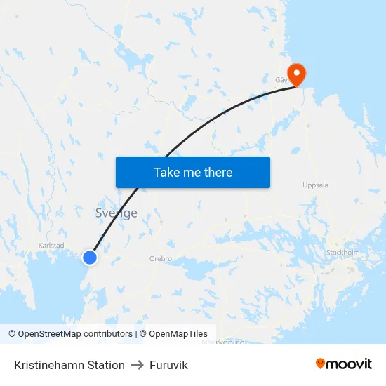 Kristinehamn Station to Furuvik map